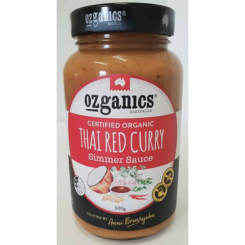 Ozganics Organic Thai Red Curry Simmer Sauce 500g - Spicebox Organics