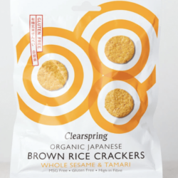 ClearSpring Organic Japanese Brown Rice Crackers – Whole Sesame – 40g